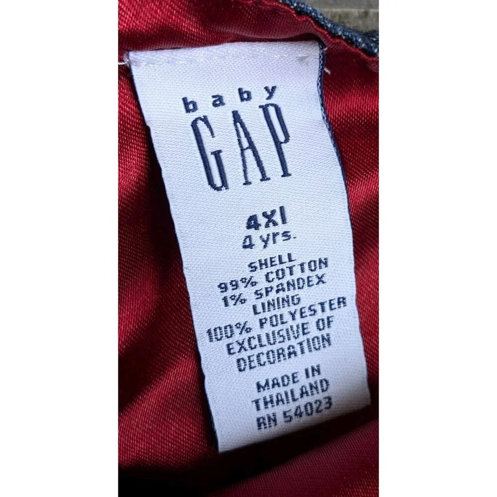 Y2K Baby Gap Girl 4 Years Denim Jumper Dress Red Satin Lining Matching Bloomers